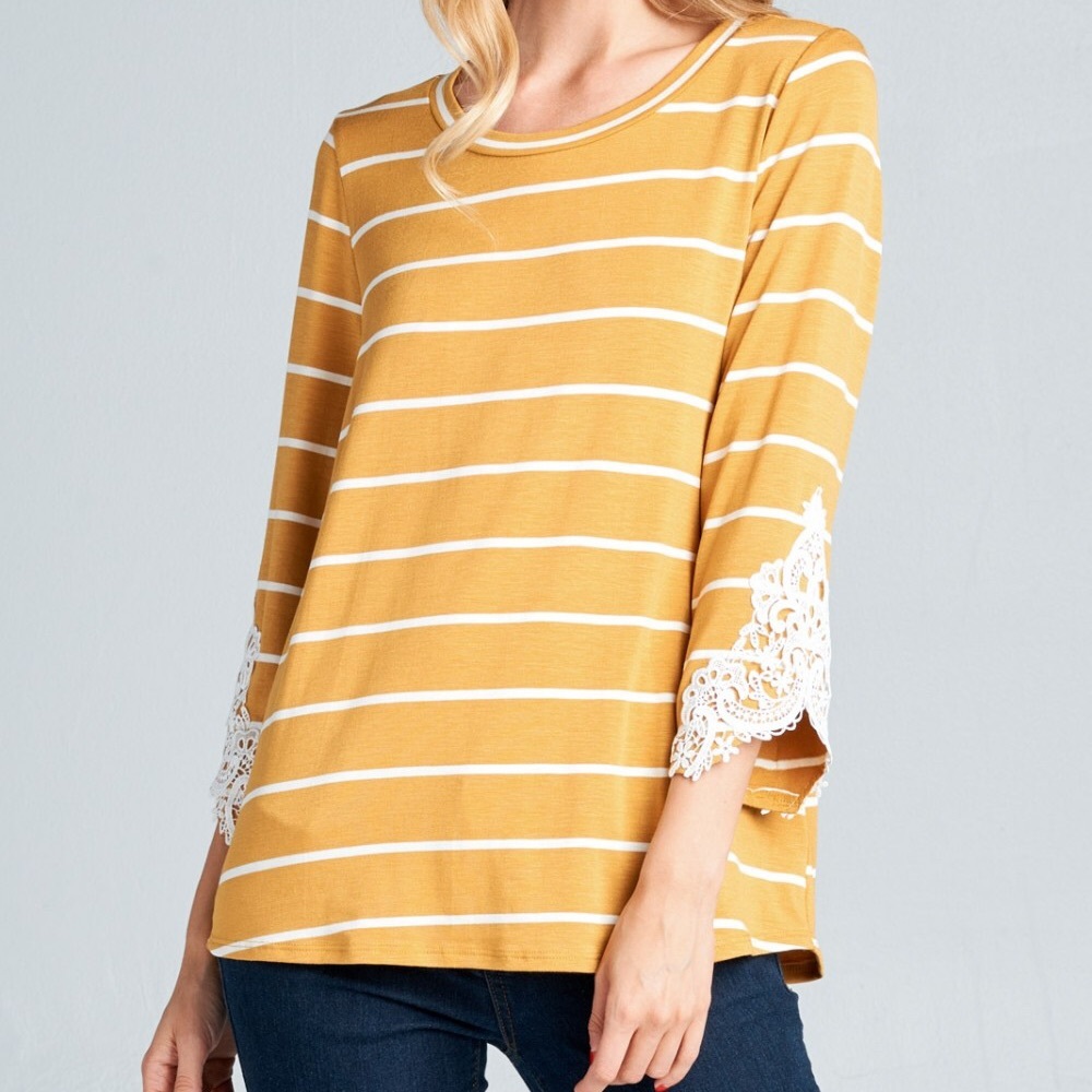 Mustard Lace Top Womens Large Medium Small NWT